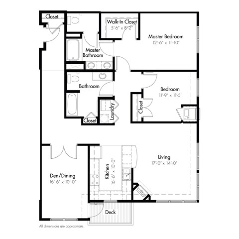 Floor plan for 2 beds, 2 baths, 1515 sqft